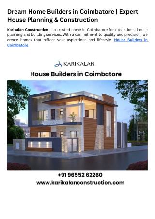 House Builders in Coimbatore | House Planning and Building Services