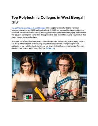 top polytechnic colleges in west bengal gist