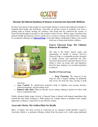 Discover the Natural Goodness of Goseva A Journey into Ayurvedic Wellness