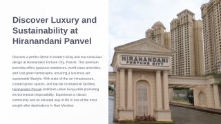 Discover Luxury and Sustainability at Hiranandani Panvel