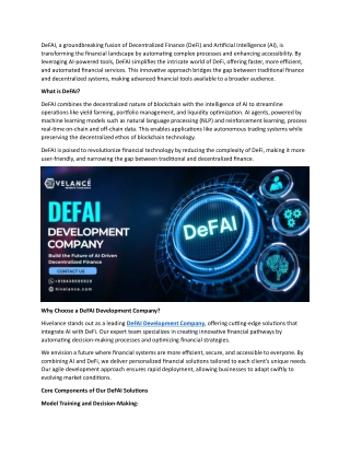DeFAI Development Company for AI-Enhanced DeFi Solutions