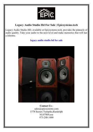 Legacy Audio Studio Hd For Sale  Epicsystems.tech