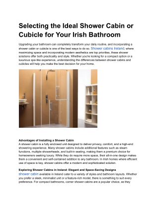 Selecting the Ideal Shower Cabin or Cubicle for Your Irish Bathroom (1)