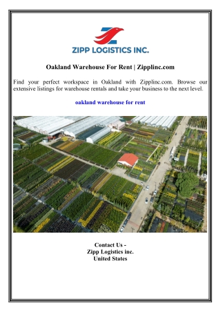 Oakland Warehouse For Rent  Zipplinc.com
