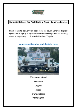 Concrete Delivery For Pool Decks In Nova | Concrete Express