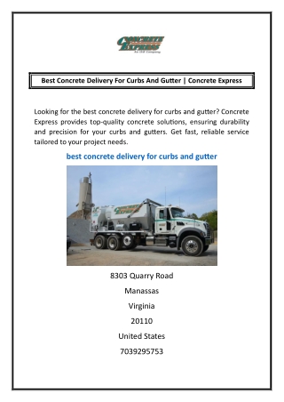 Best Concrete Delivery For Curbs And Gutter | Concrete Express