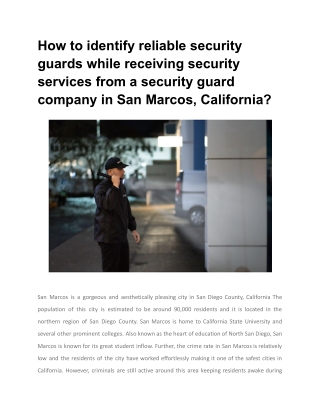 How to identify reliable security guards while receiving security services from a security guard company in San Marcos,