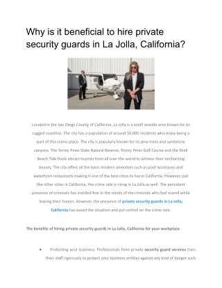 Why is it beneficial to hire private security guards in La Jolla, California (1)