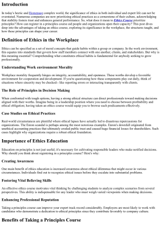 Unlocking Prospective: The Advantages of Joining in an Ethics Course