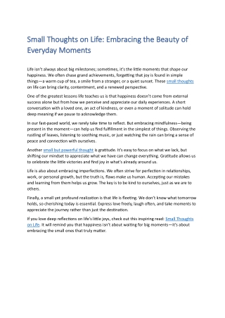 small thoughts on life embracing the beauty