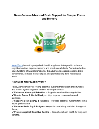 neurozoom advanced brain support for sharper