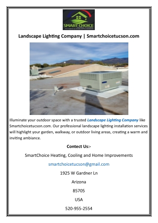 Landscape Lighting Company  Smartchoicetucson