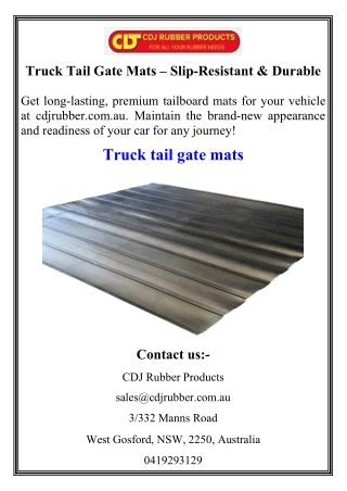 Truck Tail Gate Mats – Slip-Resistant & Durable