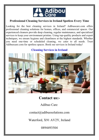 Professional Cleaning Services in Ireland Spotless Every Time