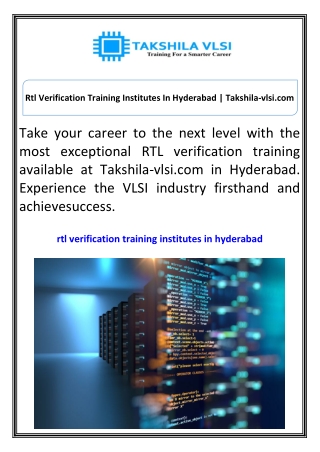 rtl verification training institutes in hyderabad