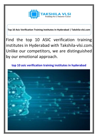 top 10 asic verification training institutes