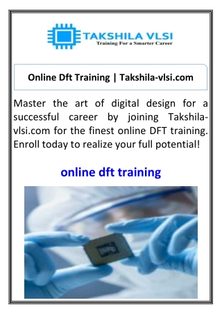 online dft training takshila vlsi com