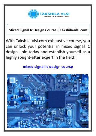 mixed signal ic design course takshila vlsi com