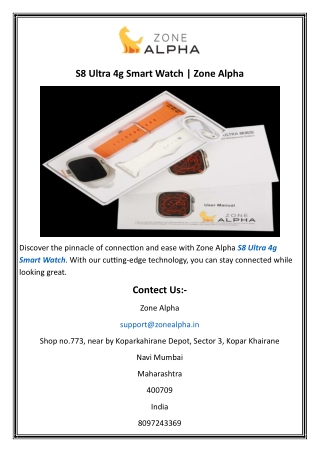 S8 Ultra 4g Smart Watch  Zone Alpha