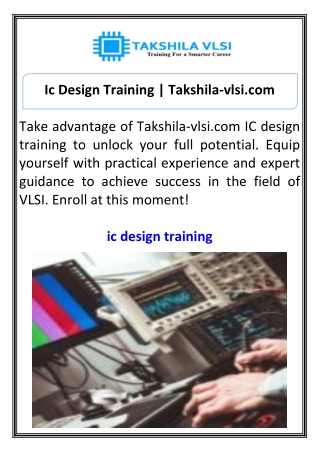 ic design training takshila vlsi com