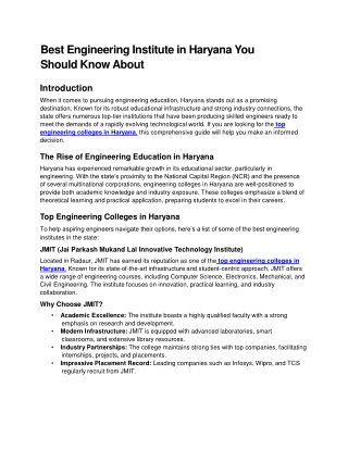 Top Engineering Colleges in Haryana 2025 - Your Guide to the Best Institutes