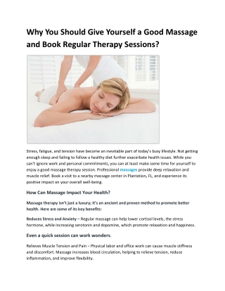 Rejuvenating Massages at Contour Day Spa | Relax & Unwind