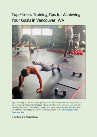 Top Fitness Training Tips for Achieving Your Goals in Vancouver, WA