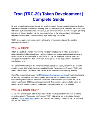 tron trc 20 token development complete guide