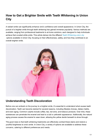How to Get a Brighter Smile with Teeth Whitening in Union City