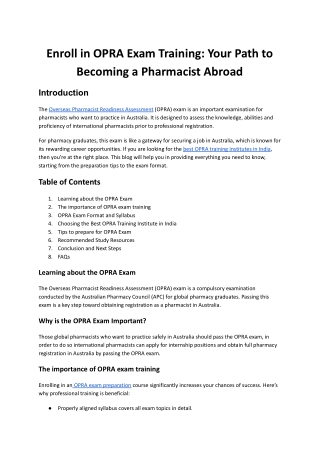 enroll in opra exam training your path