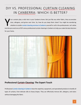 DIY vs. Professional Curtain Cleaning in Canberra Which is Better