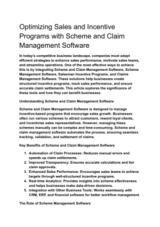 optimizing sales and incentive programs with