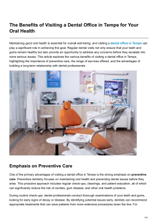 The Benefits of Visiting a Dental Office in Tempe for Your Oral Health