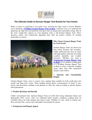 The Ultimate Guide to German Hanger Tent Rentals for Your Events