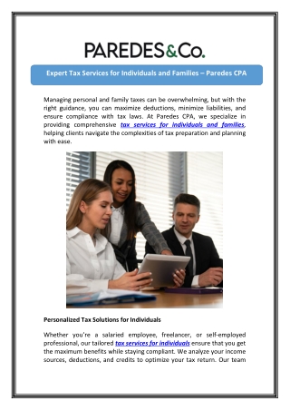 Accurate Tax Services for Individuals in Denver