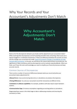 why your records and your accountant