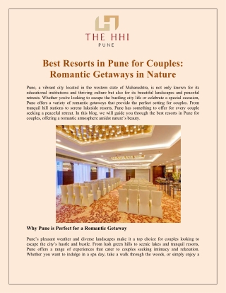 Best Resorts in Pune for Couples Romantic Getaways in Nature