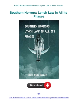 READ Books Southern Horrors Lynch Law in All Its Phases