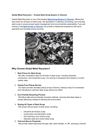 Steel Scrap Buyers in Chennai