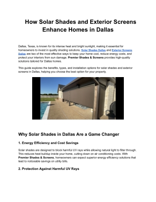 How Solar Shades and Exterior Screens Enhance Homes in Dallas
