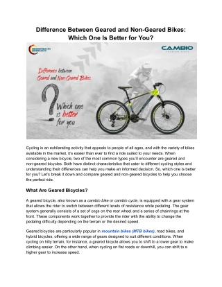 Geared vs. Non-Geared Mountain Bikes (MTB Bikes): Which One Suits You Best?