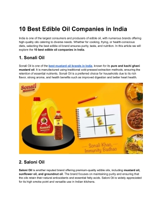 10 Best Edible Oil Companies in India