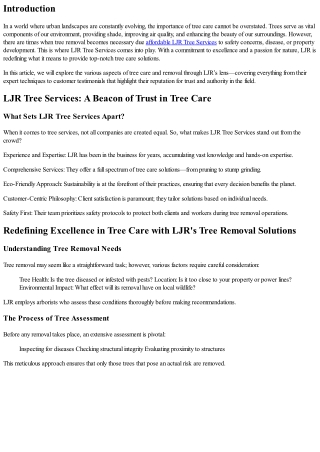 Redefining Excellence in Tree Care with LJR's Tree Removal Solutions