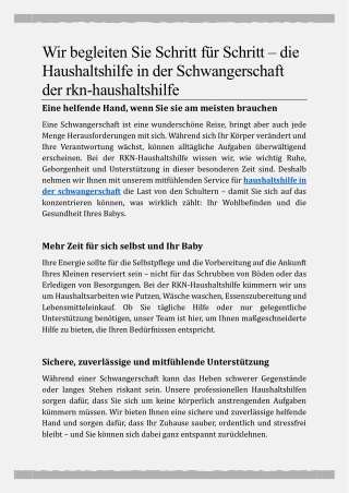 Wir begleiten Sie Schritt für Schritt – die Haushaltshilfe in der Schwangerschaft der rkn-haushaltshilfe