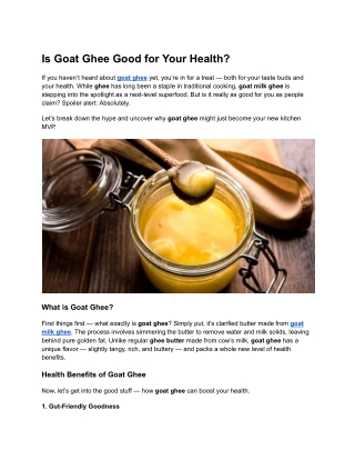 Goat Ghee: The Secret Superfood for Your Health