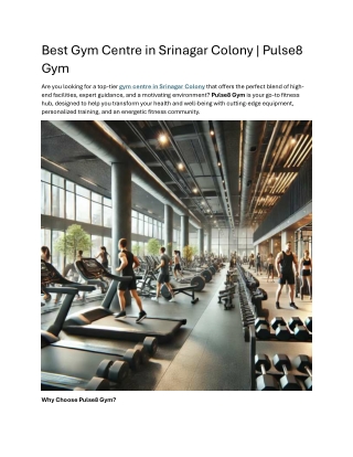 Best Gym Centre in Srinagar Colony - Pulse8 Gym