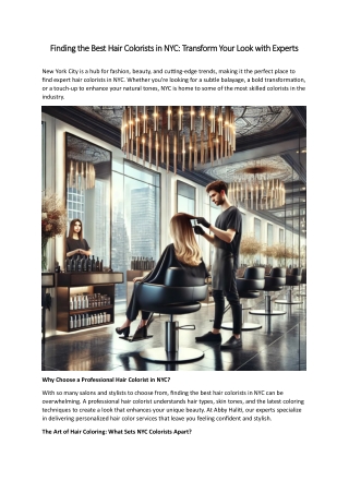 Finding the Best Hair Colorists in NYC: Transform Your Look with Experts