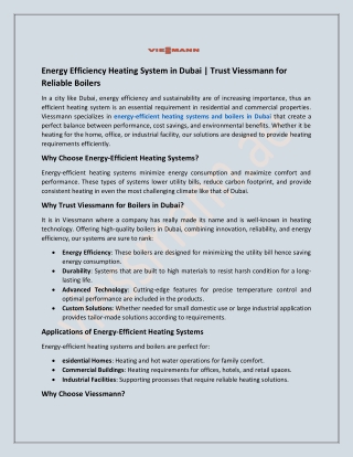 Energy-Efficient Heating System & Boiler Dubai | Viessmann