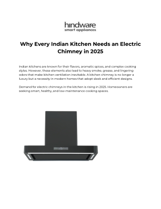 Kitchen Chimney India Smoke Free Experience By Hindware