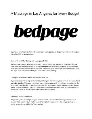 A Massage in Los Angeles for Every Budget